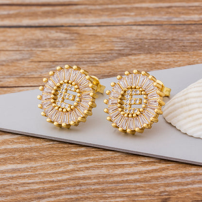 Women Chic Gold Letter Studs