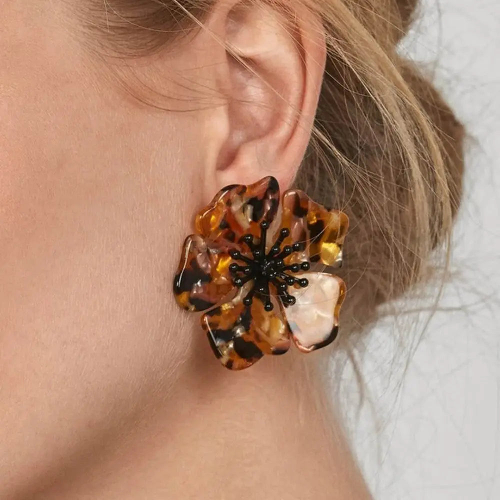 Women Elegant Alloy Flower Earrings