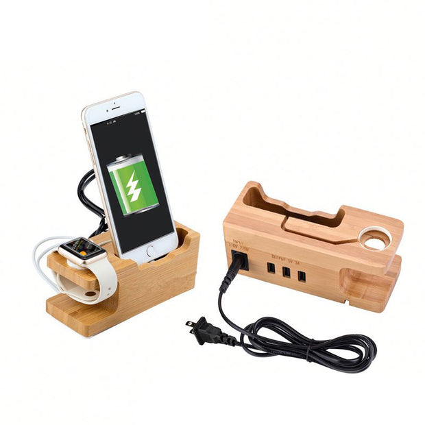 Bamboo mobile phone charging base