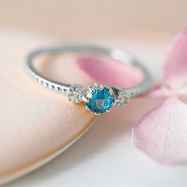 Ocean Blue Rhinestone Ring Set - Size 10.5