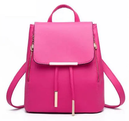 Chic PU Leather School Backpack for Girls