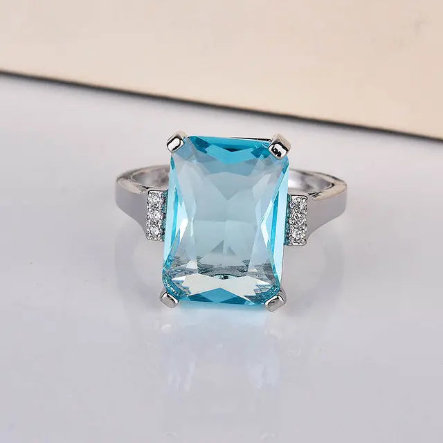 Radiant Paraiba Gemstone Rings for Women