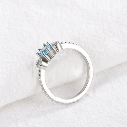 Ocean Blue Rhinestone Ring Set - Size 10.5