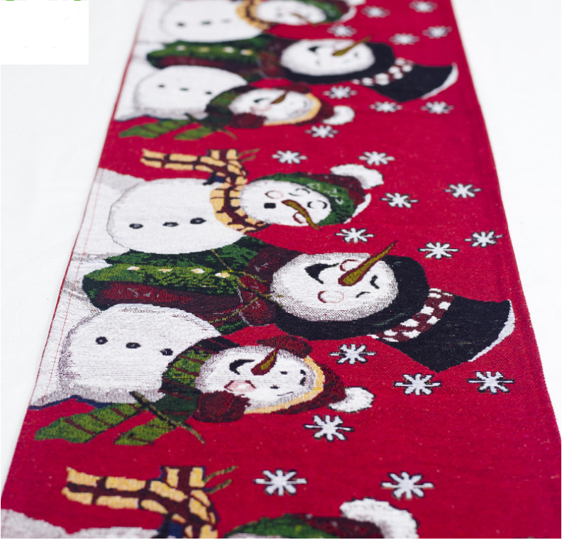 Christmas Table Runner with Elk and Snowman