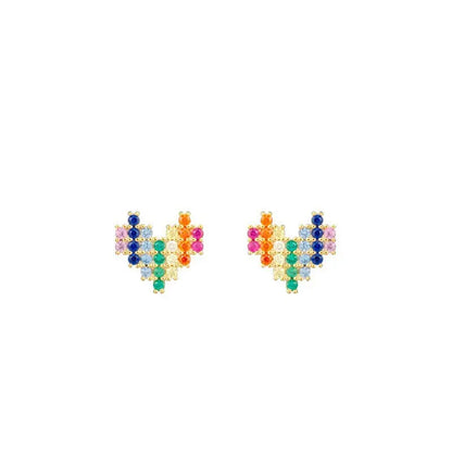 Women Sterling Silver Rainbow Love Earrings