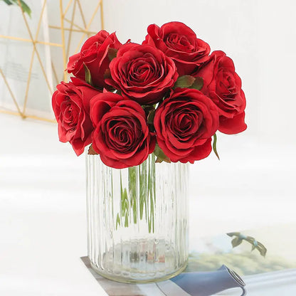 Elegant Silk Roses Bouquet - Lifelike Home Decor & Bridal Charm