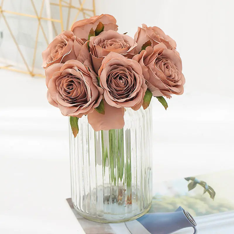 Elegant Silk Roses Bouquet - Lifelike Home Decor & Bridal Charm