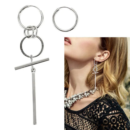 Elegant Asymmetrical Long Circle Earrings Men Women