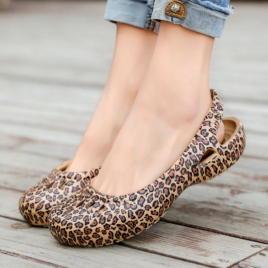 Chic Hole Damen-Sandalen mit Leopardenmuster