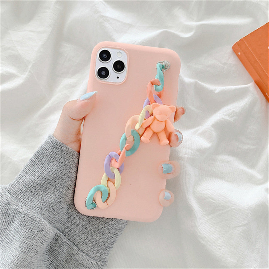 Coque pour iPhone avec chaîne de poupée mignonne compatible avec Apple