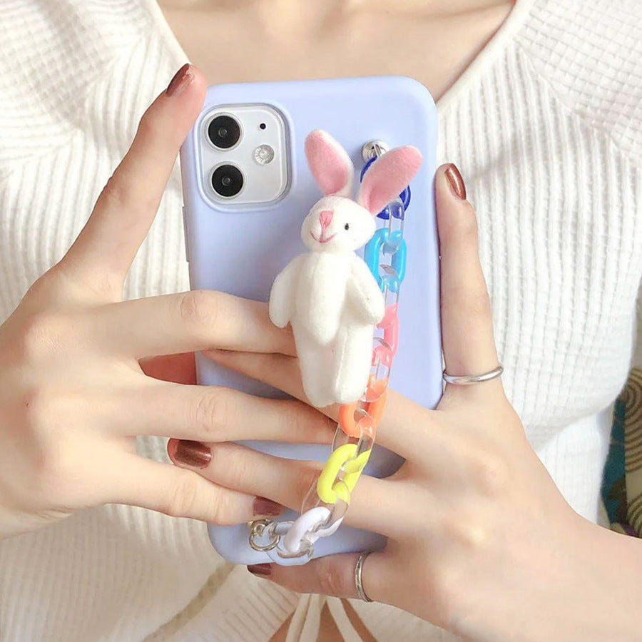 Coque pour iPhone avec chaîne de poupée mignonne compatible avec Apple