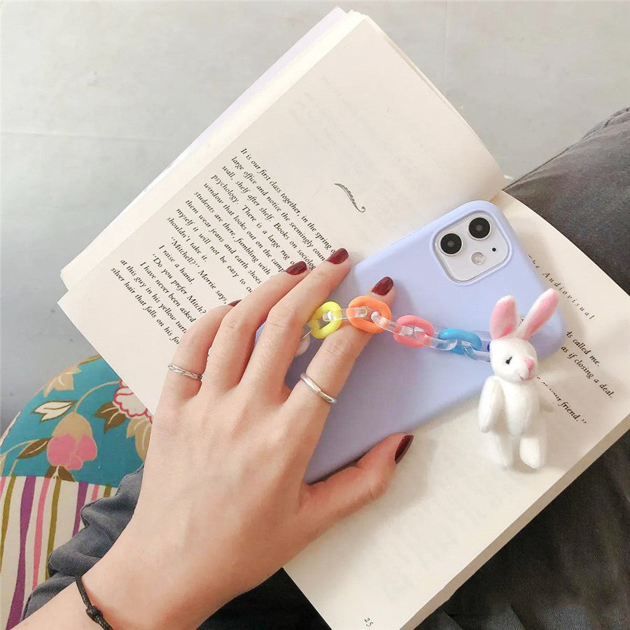 Coque pour iPhone avec chaîne de poupée mignonne compatible avec Apple