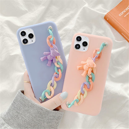 Coque pour iPhone avec chaîne de poupée mignonne compatible avec Apple