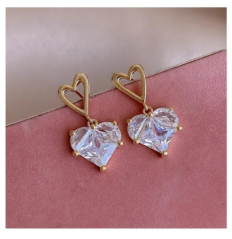 Love Zircon Studs - Silver Earrings