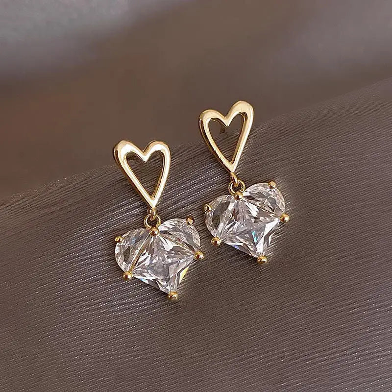 Love Zircon Studs - Silver Earrings