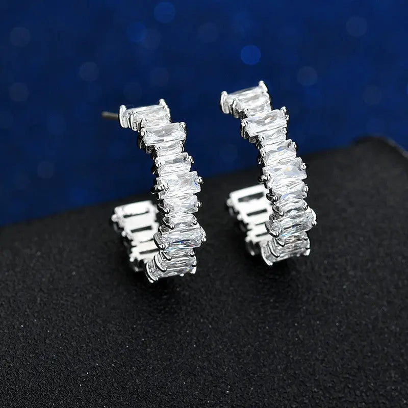 Zircon Geometric Earrings - Glam Rectangles