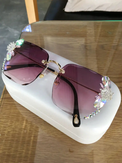 Stylish Rhinestone Gradient Sunglasses