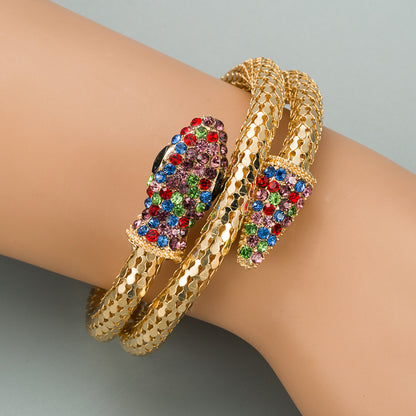 Rhinestone Snake Bracelet - Stylish Unisex Alloy Wristwear