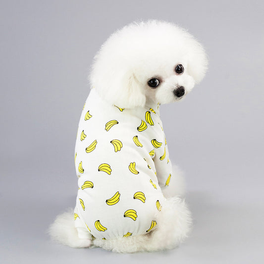 Vêtements de maison en coton à quatre pattes pour animaux de compagnie, pyjama pour chien, motif de fruits de dessin animé décontracté