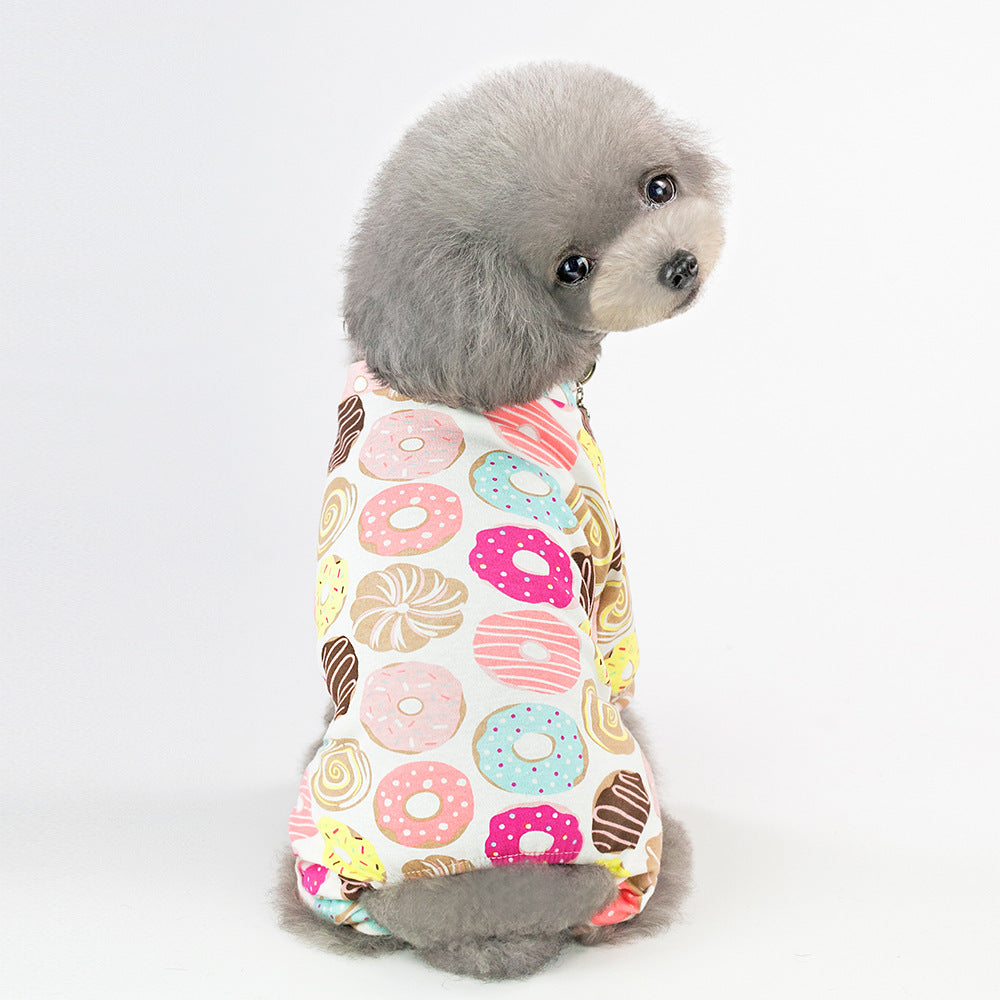 Pet Four-Legged Cotton Home Clothes Dog Pajamas Casual Cartoon Fruit Pattern