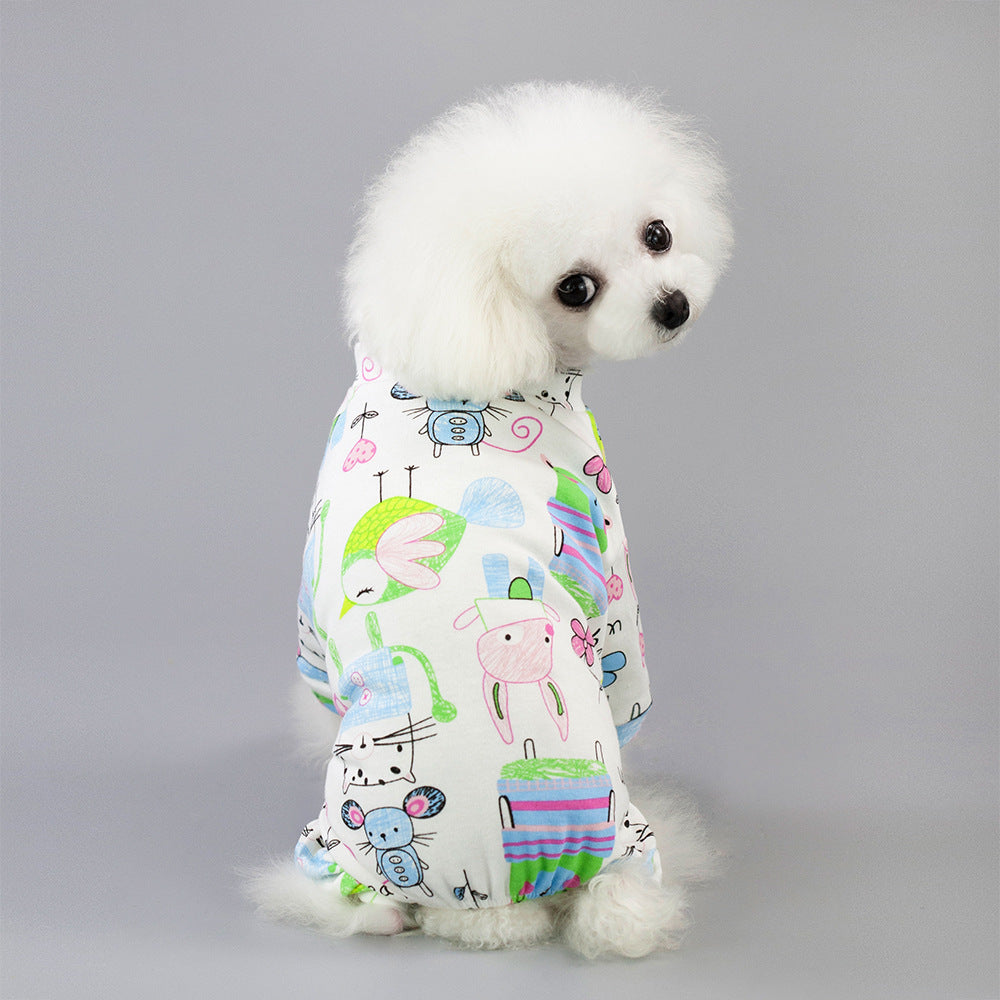 Pet Four-Legged Cotton Home Clothes Dog Pajamas Casual Cartoon Fruit Pattern