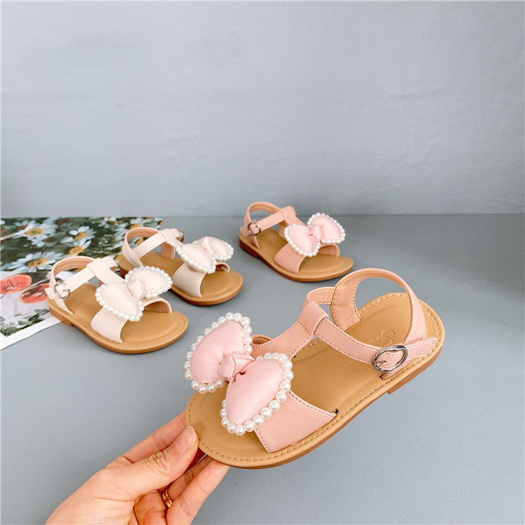 Korean Kids Girls Bow Sandals