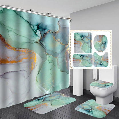 Elegant 3D Shower Curtain & Anti-Slip Mat Set