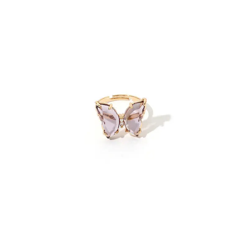 Charming Crystal Butterfly Ring