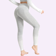 Striped Knit Yoga Pants - High Stretch Fitness Wear