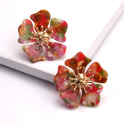 Women Elegant Alloy Flower Earrings