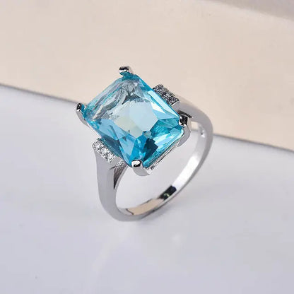 Radiant Paraiba Gemstone Rings for Women