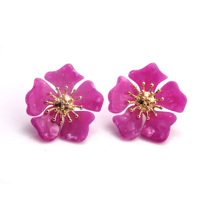 Women Elegant Alloy Flower Earrings