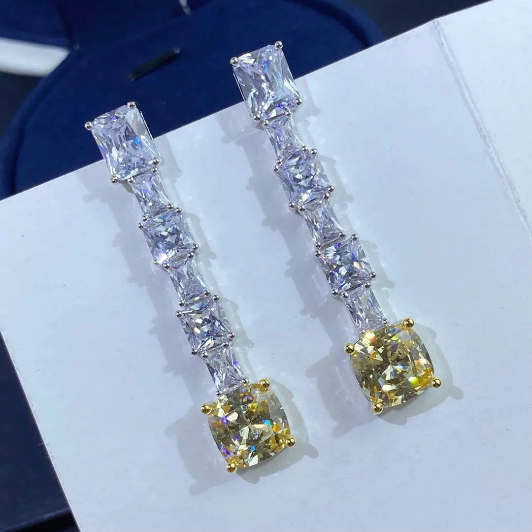 Boucles d'oreilles diamant jaune rayonnant pour femme