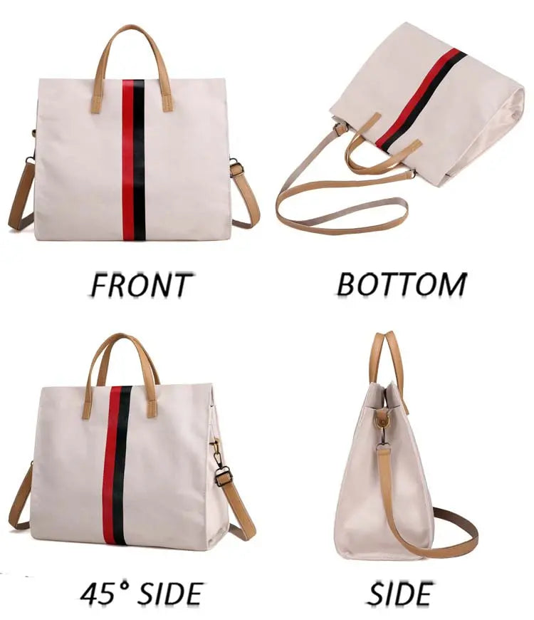 Canvas Stripe Tote Bag for Women