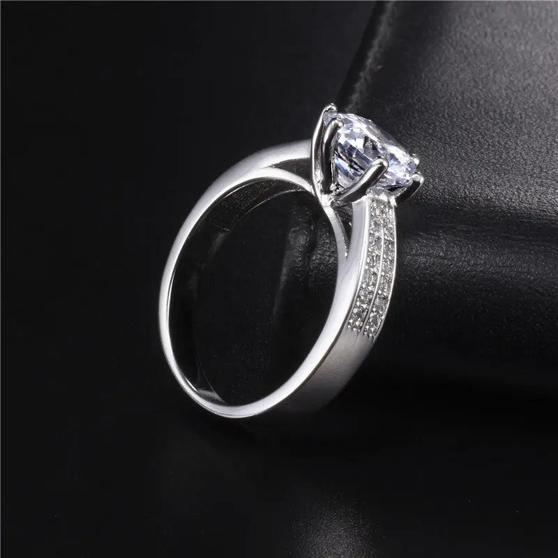 Sparkling Simulated Diamond Engagement Ring