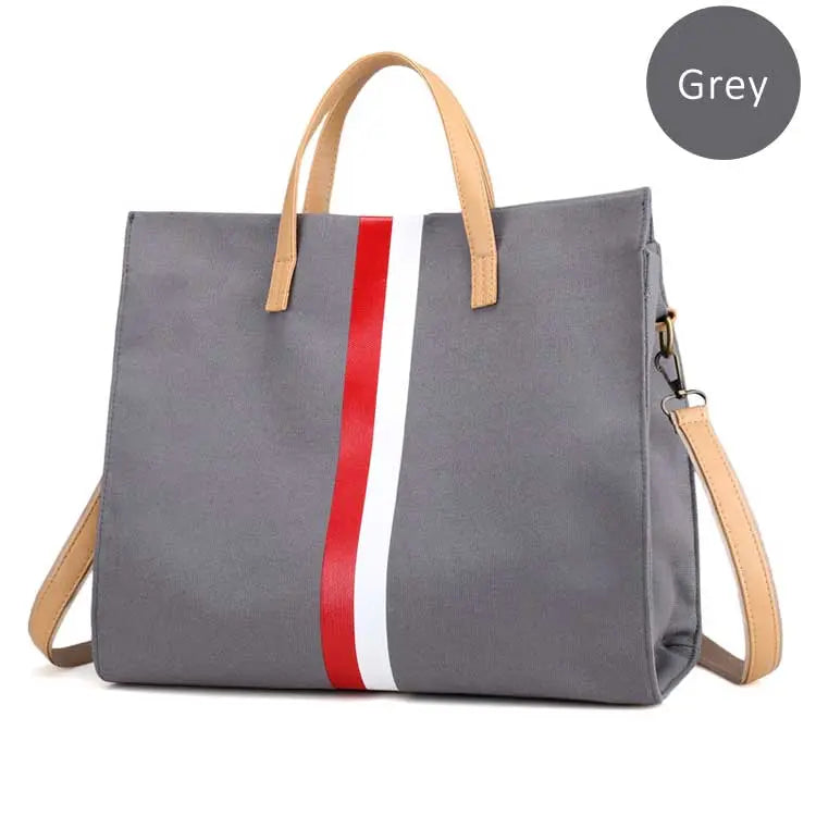 Canvas Stripe Tote Bag for Women