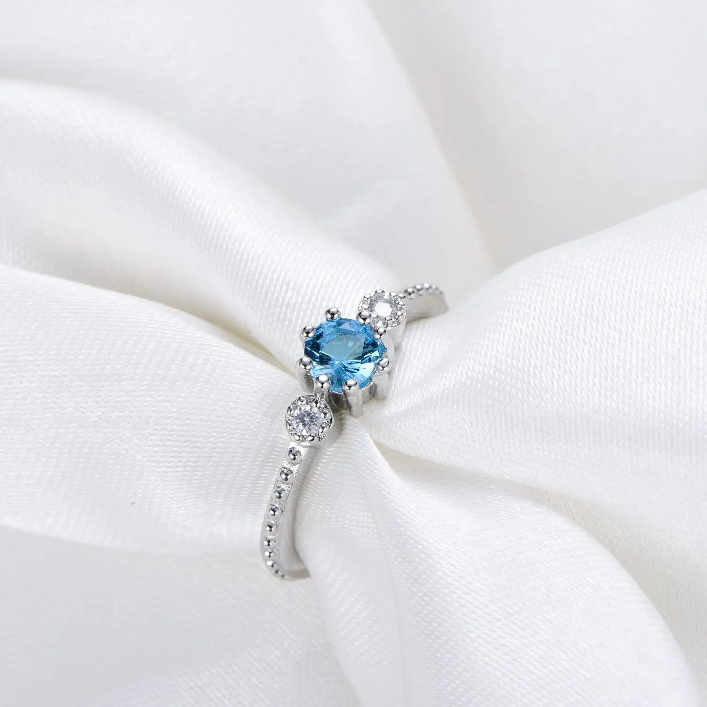 Ocean Blue Rhinestone Ring Set - Size 10.5