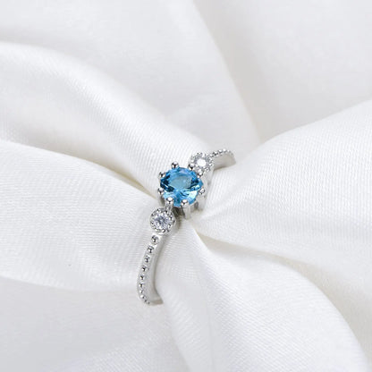 Ocean Blue Rhinestone Ring Set - Size 10.5