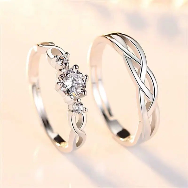 Simple Diamond-studded Couple Rings for Men and Women