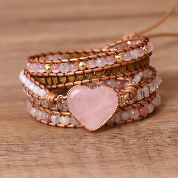 Pink Crystal Chip Braided Bracelets