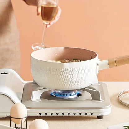 1pc non-stick milk pot, snow pan baby food pot, frying and boiling pan, universal gas cooker pot, induction cooker milk pan, non-stick baby food cooking pot, small milk boiling pan, non-stick frying pot, induction compatible milk pot, gas stove cooking pan