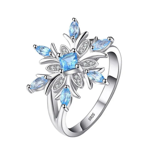 Blue Star Zircon Flower Ring