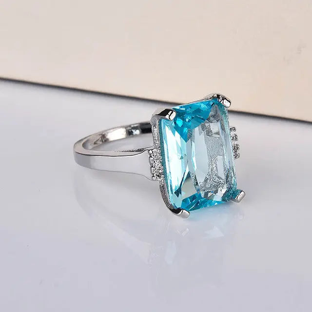 Radiant Paraiba Gemstone Rings for Women