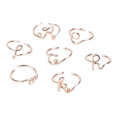 Gold Silver A-Z Initial Rings - Unisex