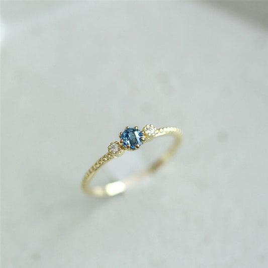 Ocean Blue Rhinestone Ring Set - Size 10.5