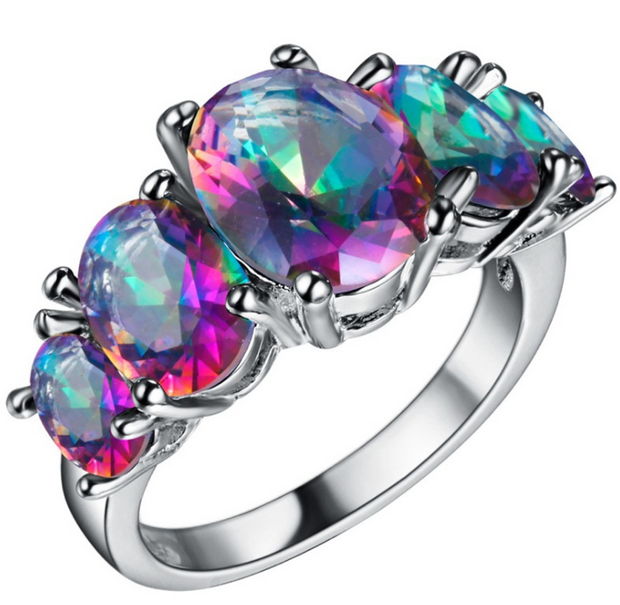 Rose Crystal CZ Ring: Colorful Fashion