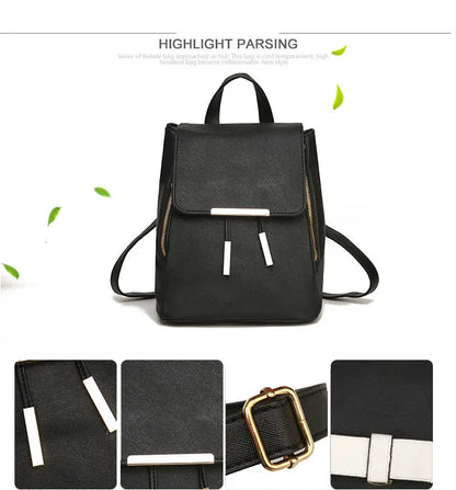 Chic PU Leather School Backpack for Girls