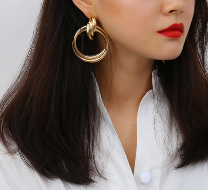Chic Hollow Round Alloy Drop Earrings