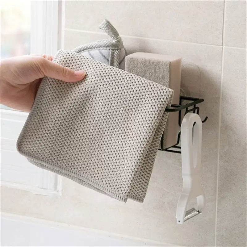 Kitchen sink rag drain rack