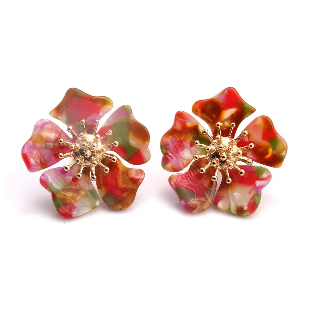 Women Elegant Alloy Flower Earrings